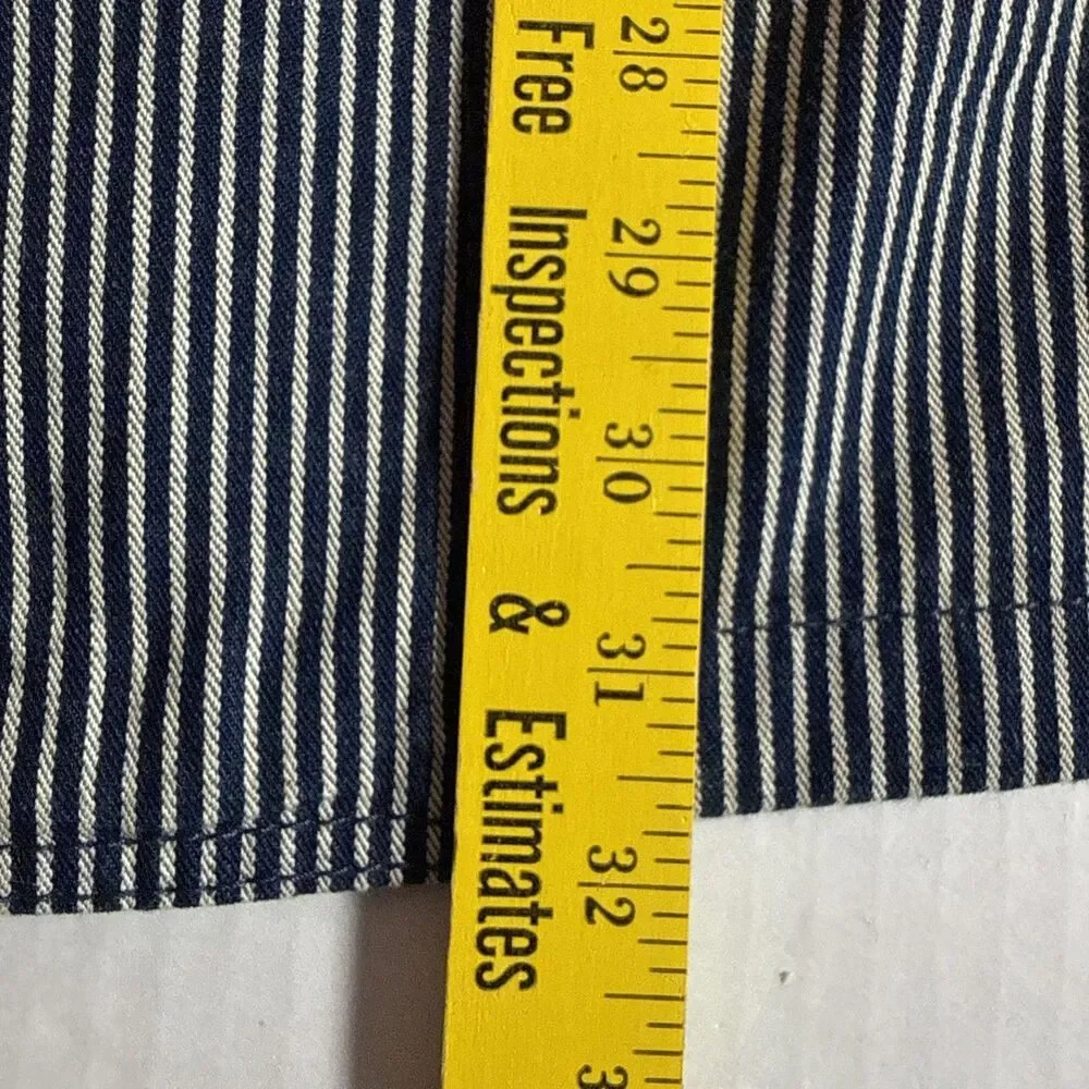LAUREN Ralph Lauren blue striped denim double-breasted trench coat Small Spring